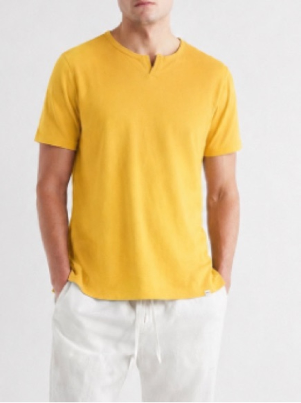 Orlebar Brown Ackley Garment Dyed Slub Cotton Jersey T-Shirt Yellow Small